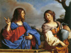 Image of Jesus at the well with the Samaritan woman. 