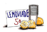 Image of A lemonade stand will teach kids about business and responsibility while keeping them occupied. Just check the spelling on the signage...