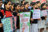Image of Indian girls protesting against sex-selective abortion.