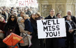 Image of Well wishers gathered for Pope Benedict ahead of his final public audience. 