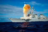 Image of The Aegis missile enables the Navy to intercept ballistic missiles in flight. 