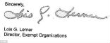 Image of Lois Lerner's signature appears on a 2012 letter to a conservative Ohio group after the date 