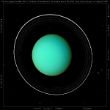 Image of A NASA image of Uranus with the rings highlighted for visibility. 