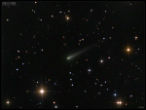 Image of Comet ISON has a yellow-green tint in this image. 
