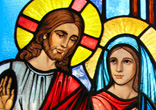 Beautiful stained glass window of Jesus and Mary. Image of Beautiful stained glass window of Jesus and Mary.