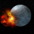 Image of Earth was allegedly struck by a smaller planet which formed the Moon. 
