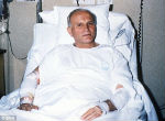 Image of Pope John Paul II miraculously recovered from assassination attempt. After his recovery, he forgave his would-be killer, visiting him in prison. 