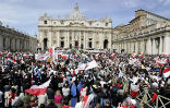 Image of Hundreds of thousands packed into Rome for the beatification of Pope John Paul II. This time, the numbers will be far greater. 