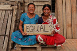 Image of Women participate in a campaign to bring awareness to inequality in Nepal. This inequality manifests itself in some very real and painful ways. 