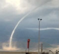 Image of Unseasonably warm and powerful weather at the end of February brought a tornado to Central California. Tornadoes occasionally occur in California. They are sometimes responsible for minor property damage but are rare, weak and short lived. 