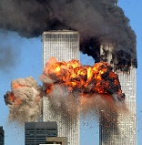 Image of The Word Trade Towers under assault from terrorists on 9/11