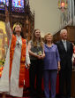 Image of The Clinton family paid a visit to their Methodist church.