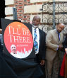 Image of Mayor Nutter unveils the 'I'll Be There' campaign to encourage shop owners to stay open during the papal visit. 