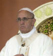 Image of Pope Francis delivers homily.