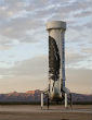 Image of The New Shepherd rocket, safe on its West Texas launch pad, after the first-ever such landing made by a space rocket.
