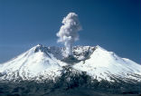 Image of Mt. St. Helens steams in this image showing the new dome within the crater. 