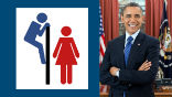 Image of Obama's policy opens restrooms to perverts who want access to victims in restrooms. 