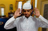 Image of Obama is believed by some to be a Muslim, especially in the Muslim world. 