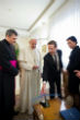 Image of Zuckerberg presents Pope Francis with a model of the Aquila, which will deliver internet to places without access. 