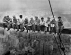 Image of Ironworkers building the Rockefeller Center take lunch in this iconic photo from New York. (1932)