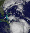 Image of Hurricane Matthew has become a category 5 storm. 