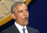 Image of Barack Obama made his farewell address in Chicago.