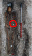 Image of The grave of Sk27 has one notable artifact, a scallop shell which told researchers he was a religious pilgrim. 