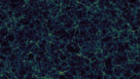 Image of The universe has a sponge-like structure with galaxy clusters forming strands, and vast gulfs of empty space in between. 