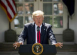 Image of President Trump announcing the U.S. has left the Paris Climate Accord. 