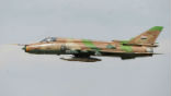 Image of A picture of a Syrian Su-22 (NATO codename 'FITTER') fighter-bomber. Jets such as these are used to bomb ground targets. 