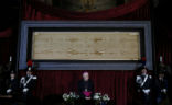 Image of The Shroud on display in 2015. 
