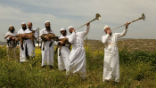 Image of Kohanim preapre for the Passover sacrifice. 