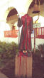 Image of The vandalized statue of St. Serra has been removed for now. 