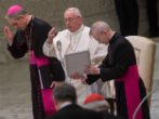 Image of Pope Francis speaks at his General Audience. 