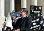Image of Father Frank Pavone, national director of Priests for Life, speaks during the Silent No More gathering in front of the Supreme Court at the 2018 March for Life in Washington, D.C.